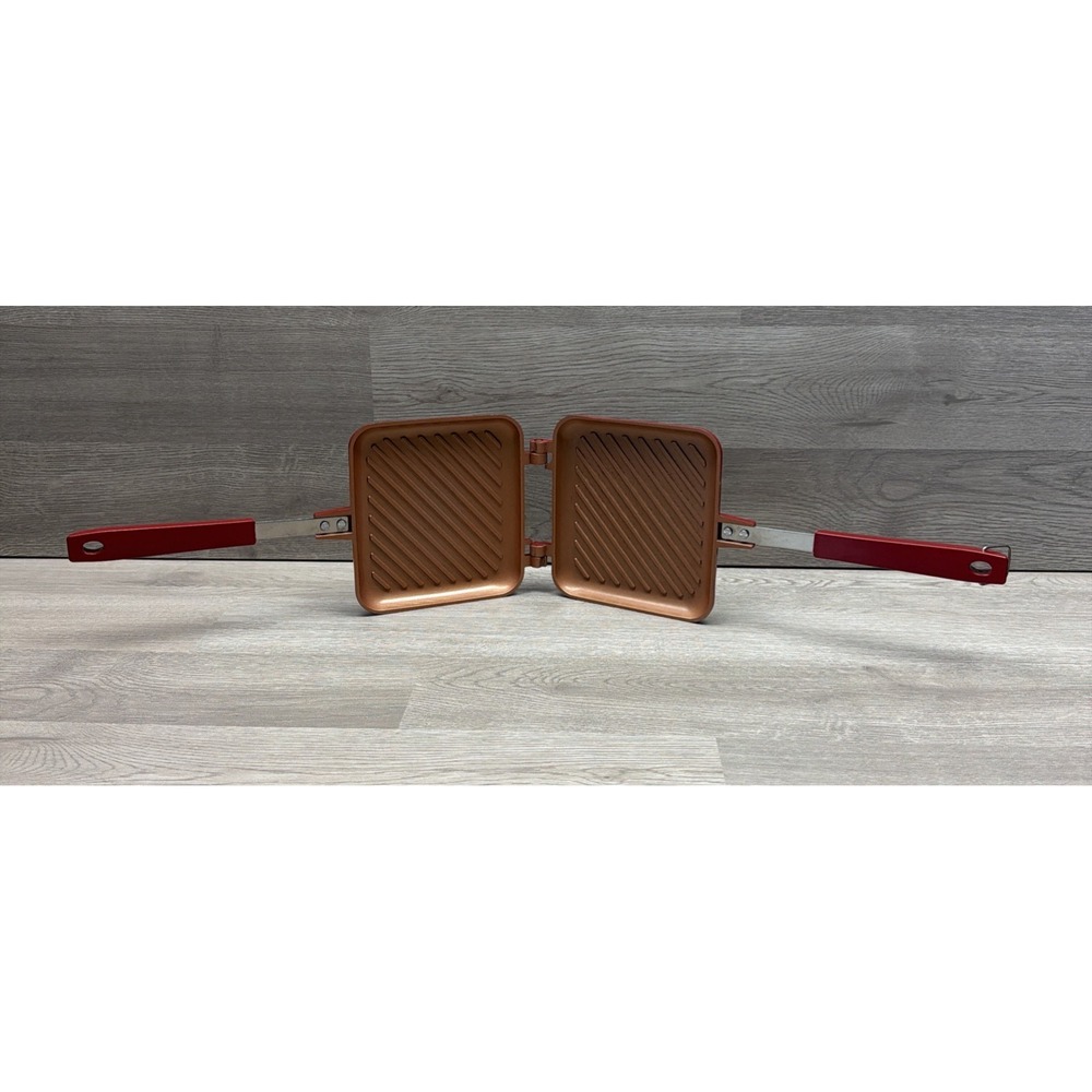Red Copper Flipwich Stovetop Panini & Sandwich Maker Non-Stick Ceramic